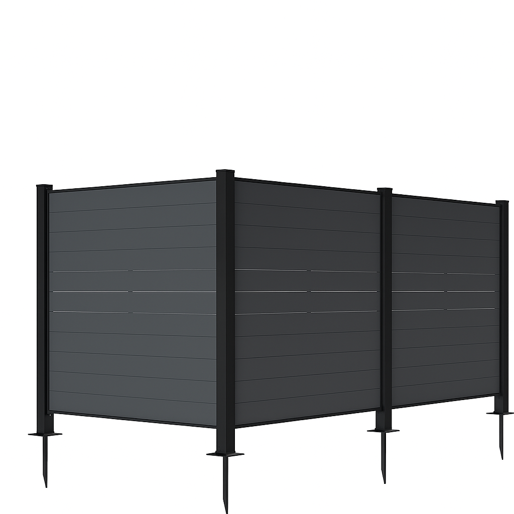 Outdoor Privacy Screens, 50" W x 50" H Air Conditioner Fence, Trash Can Enclosure (3 Panels, Black)