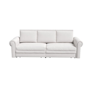 3 In 1 Convertible Sleeper Sofa With Nailhead Trim & Rolled Arm