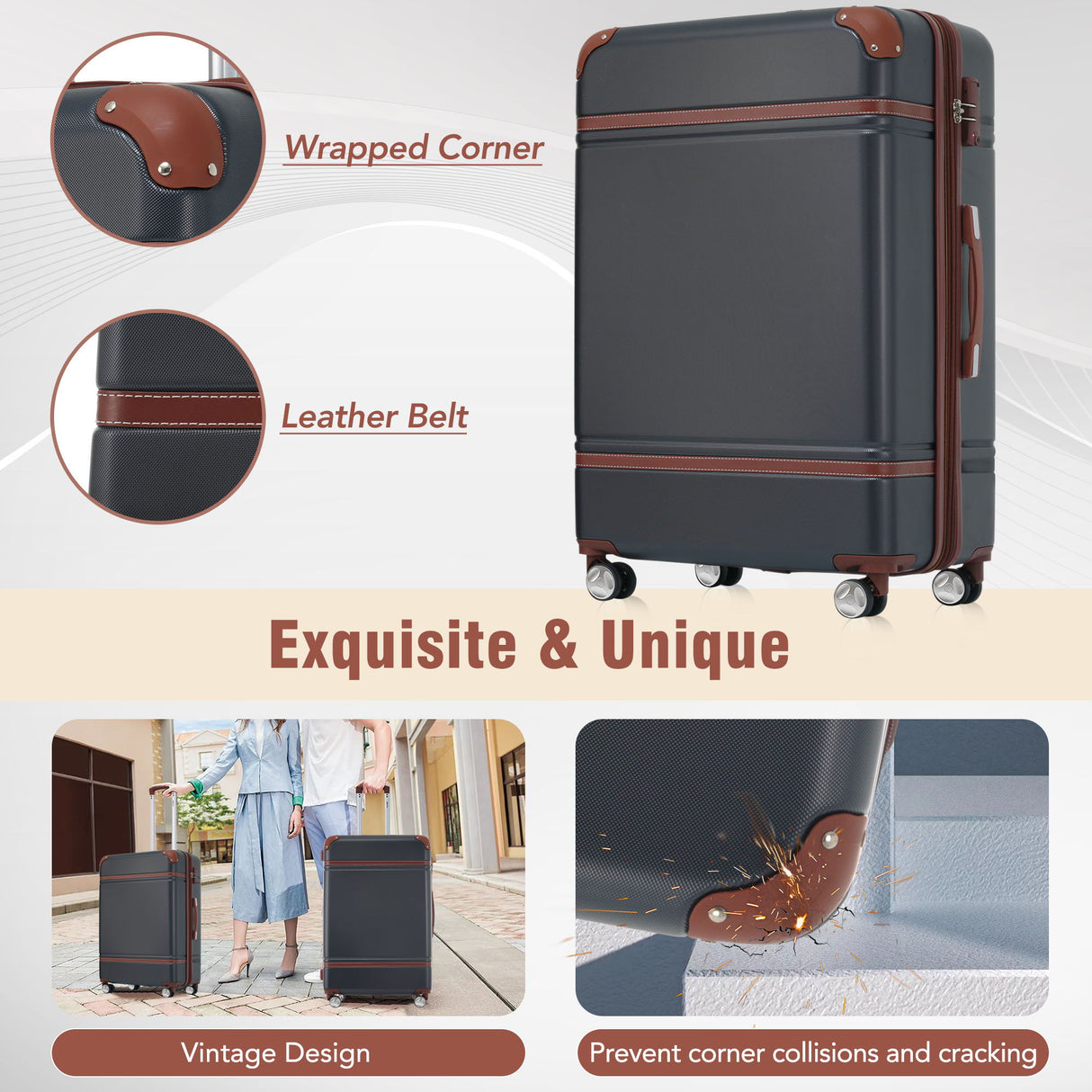 Hardshell Luggage Sets 4 Pieces 20" / 24" / 28" and Cosmetic Case