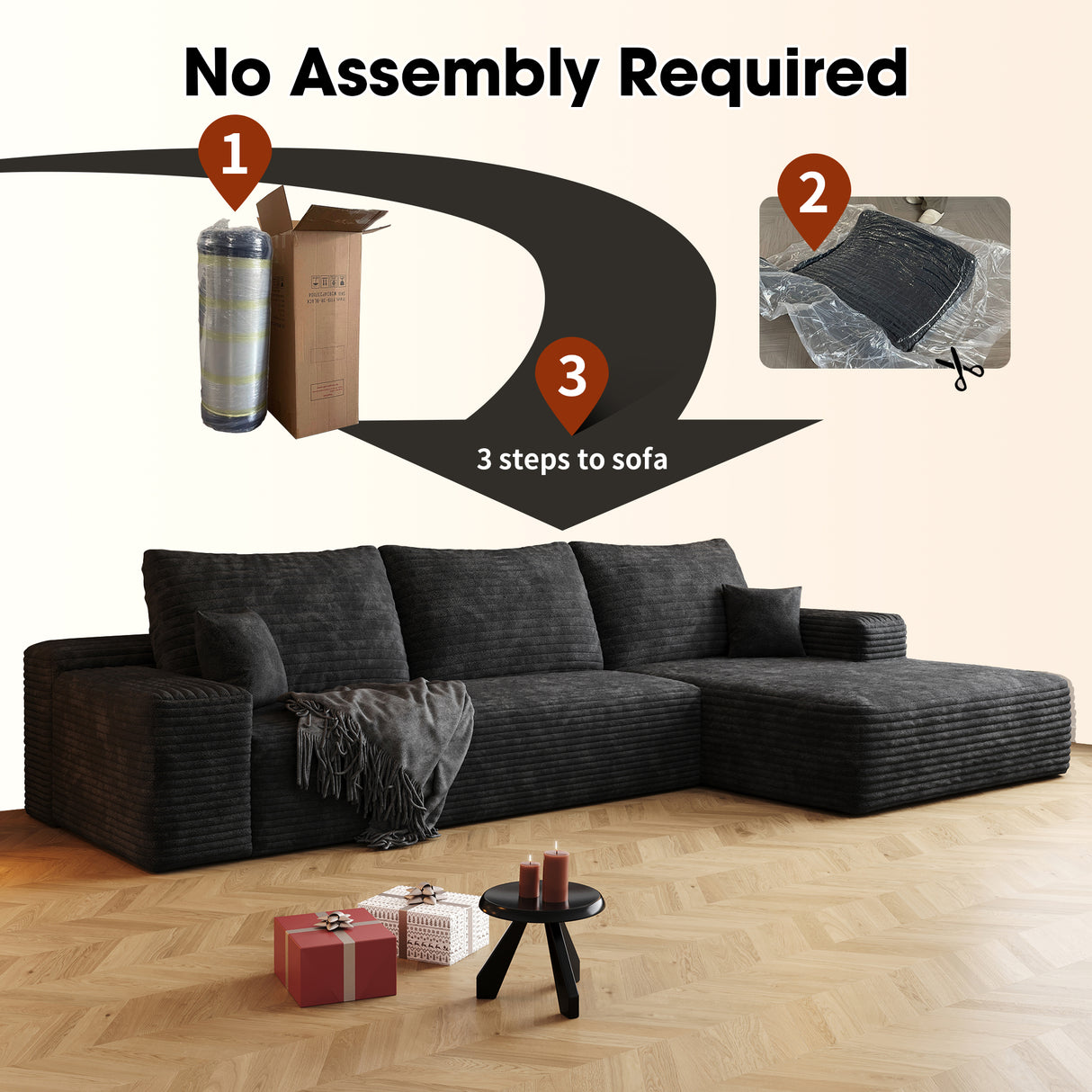 107" Cloud Sectional Couch with L-Shape Chaise