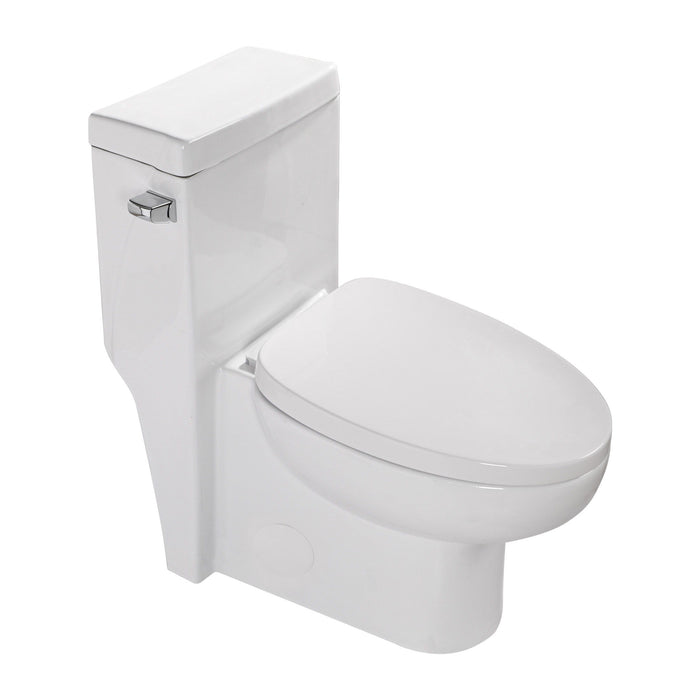 Modern Ceramic 1 Piece Toilet with Soft Closing Seat - White