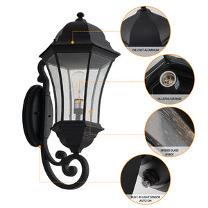 27" Outdoor Wall Lantern with Dusk to Dawn Sensor