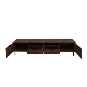 TV Stand For TVs Up To 85" With Closed Storage, Soft Closing Hinges, Living Room Entertainment Center - Walnut