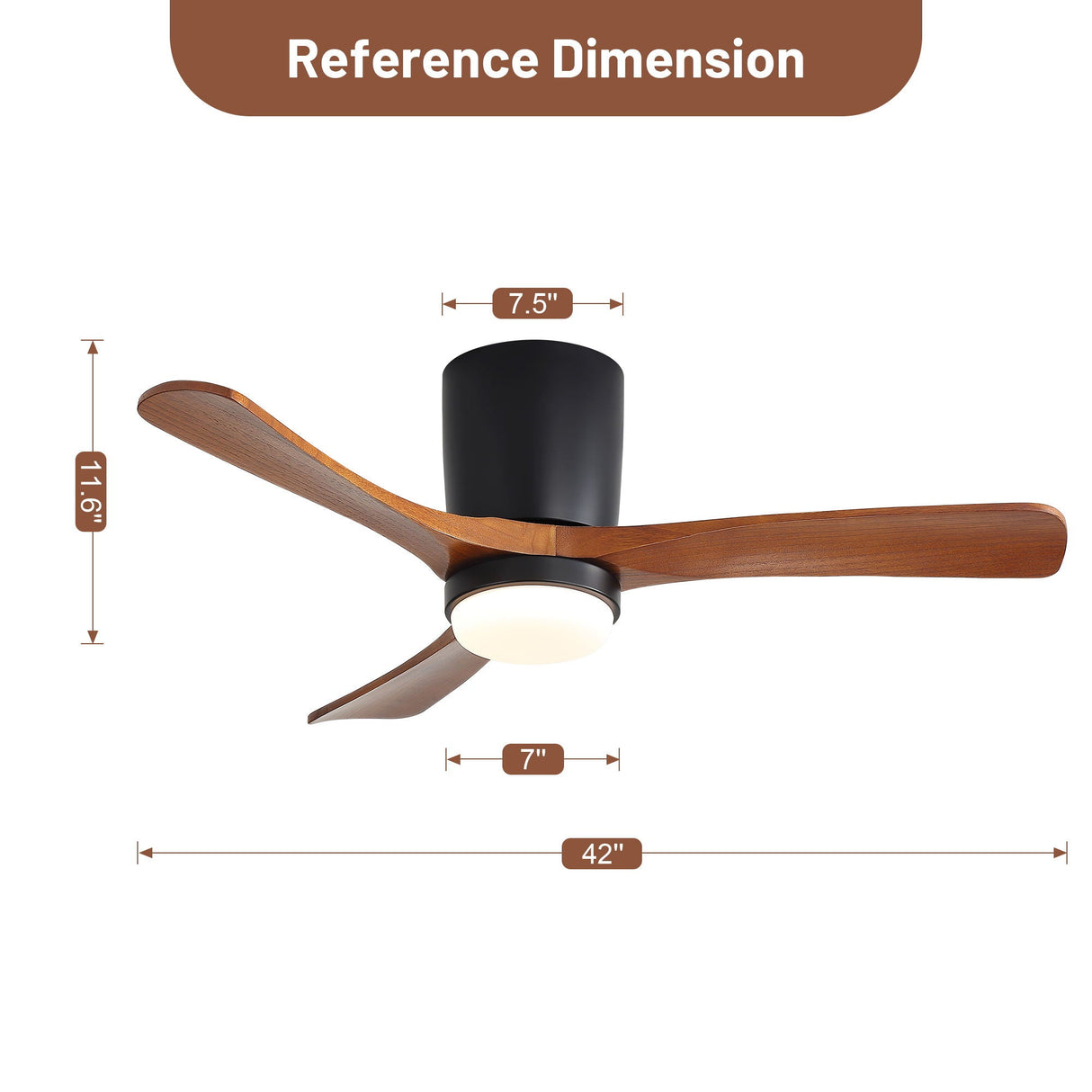 Ceiling Fan With Light, Dimmable 3 Color LED, Silent Matte Black
