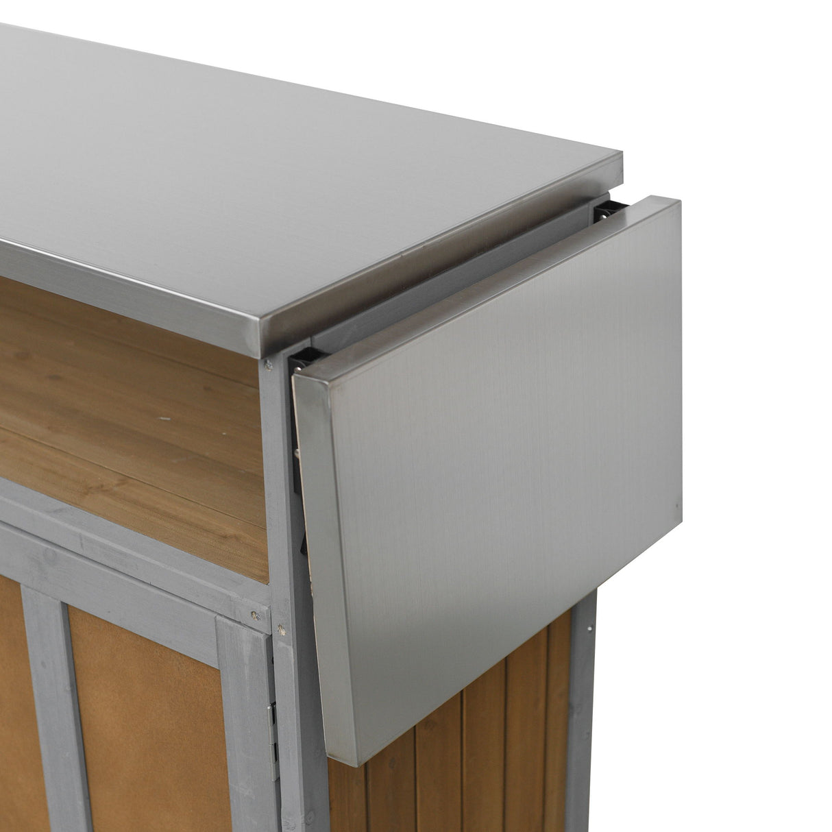Foldable Outdoor Kitchen Island With Lockable Wheels, Storage Cabinet And Towel Rack For Patio