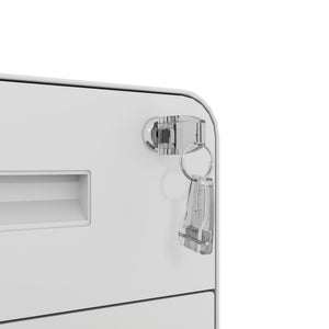 3-Drawer Mobile File Cabinet With Lock, On Casters, Holds A4/Letter Files