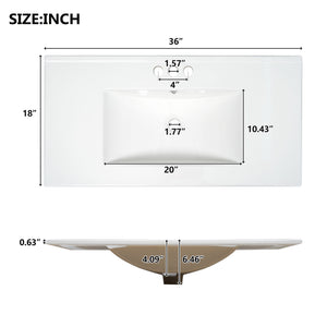 Shaker Free Standing Bathroom Vanity Cabinet & Sink, Soft Close Drawers, Soft Close Doors