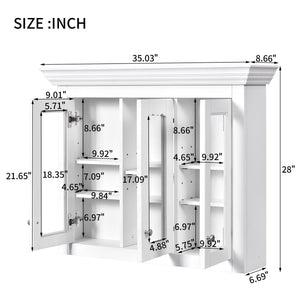 Bathroom Medicine Cabinet With Mirror, 5 Adjustable Closed Shelves, Wall-Mounted - White