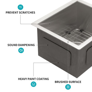 13" Undermount Stainless Steel Kitchen Sink 16 Gauge 9" Deep Single Bowl Basin - Brushed Nickel