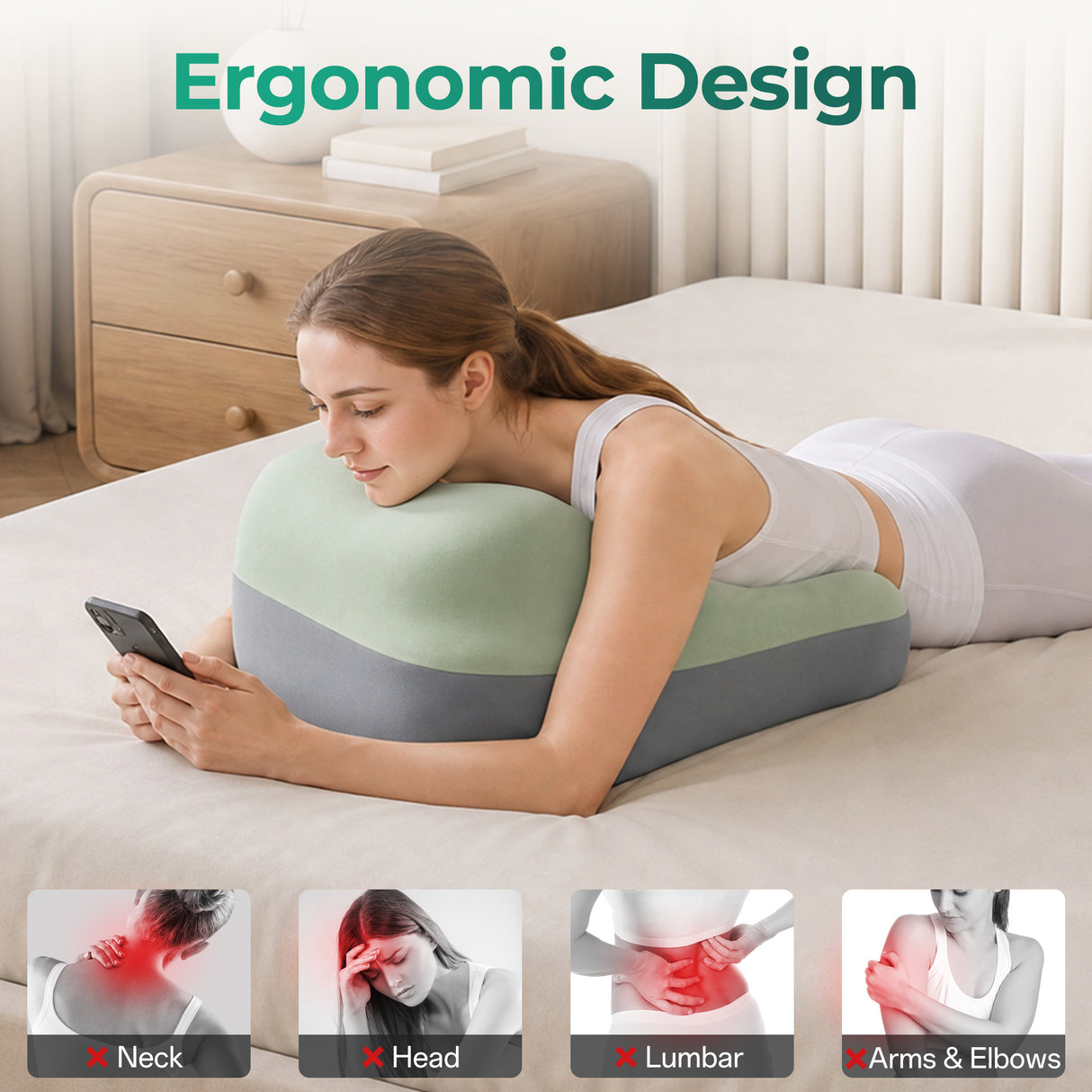 27° Ergonomic Memory Foam Support Pillow for Couples