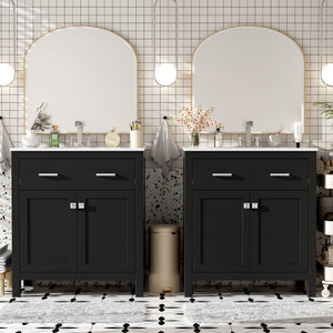 60" Modern Black Bathroom Vanity Set
