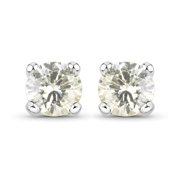 0.71 Carat Genuine White Diamond 14K White Gold Earrings