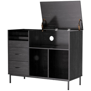 Grain Record Player Stand, Media Console With Speaker Shelf & 2 Drawers
