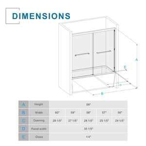 Goodyo - Double Sliding Bathtub Shower Door With Sgcc Clear Tempered Glass