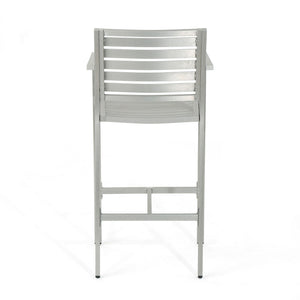 Outdoor Aluminum Rust Proof Barstools (Set of 2) - Silver