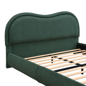 Upholstered Platform Bed Frame With Curved Headboard