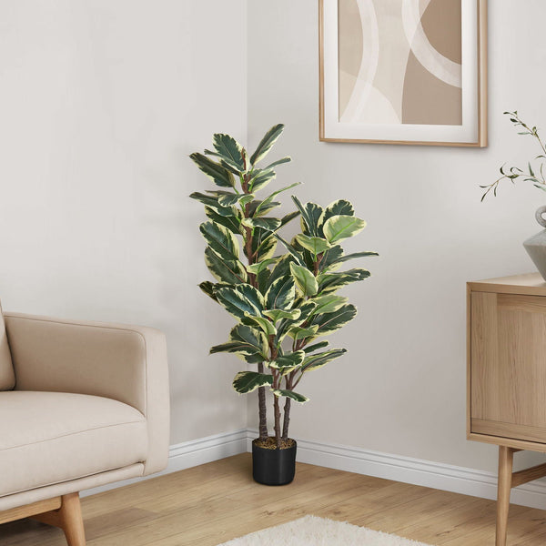 47" Tall, Artificial Plant, Oak Tree, Indoor, Faux, Fake, Floor, Greenery, Potted, Real Touch, Decorative - Green / Black - Best Buy Furniture