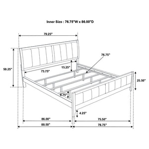 California King Upholstered Panel Bed With Headboard And Footboard - Cappuccino