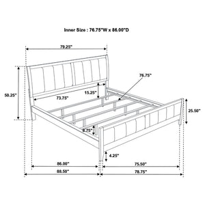 California King Upholstered Panel Bed With Headboard And Footboard - Cappuccino