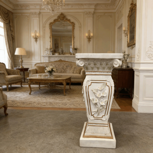 22.05" H x 9.06" W European Style Floral Carved Roman Column Pedestal