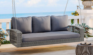 3 Person Large Patio Swing Bench With Cushions For Backyard