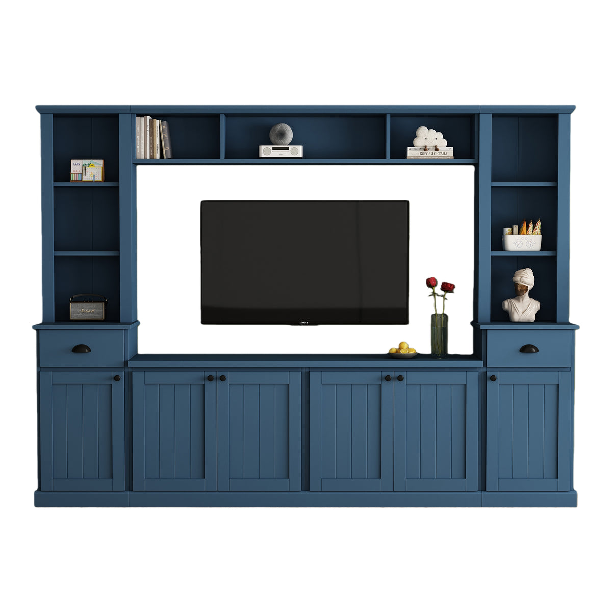 Minimalist Entertainment Wall Unit with Bridge for TVs Up to 75''