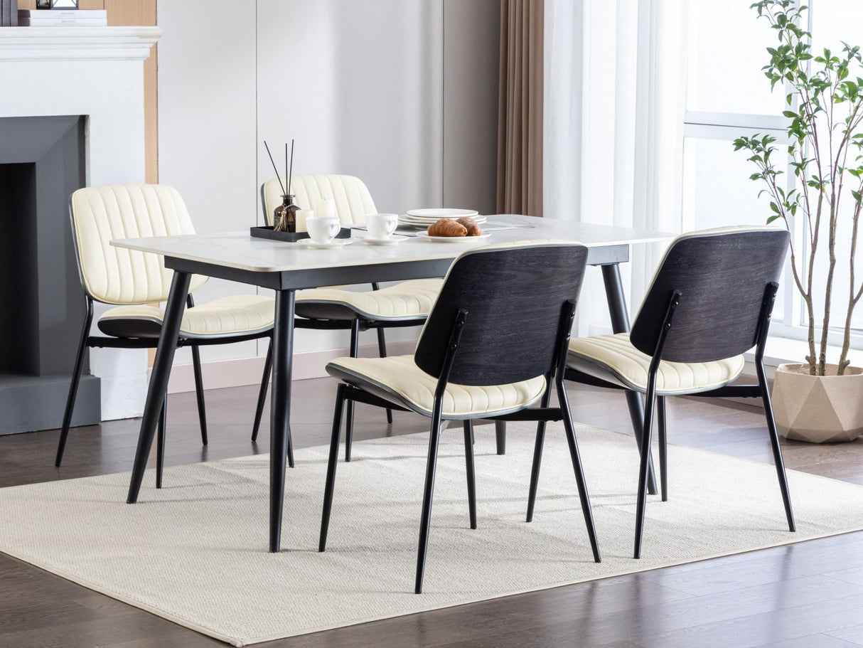 Dining Chairs (Set of 2) Mid-Century Modern Retro Chair With Walnut Bentwood Back Upholstered Seat Metal Legs Adjustable Foot For Kitchen Dining Room Chairs