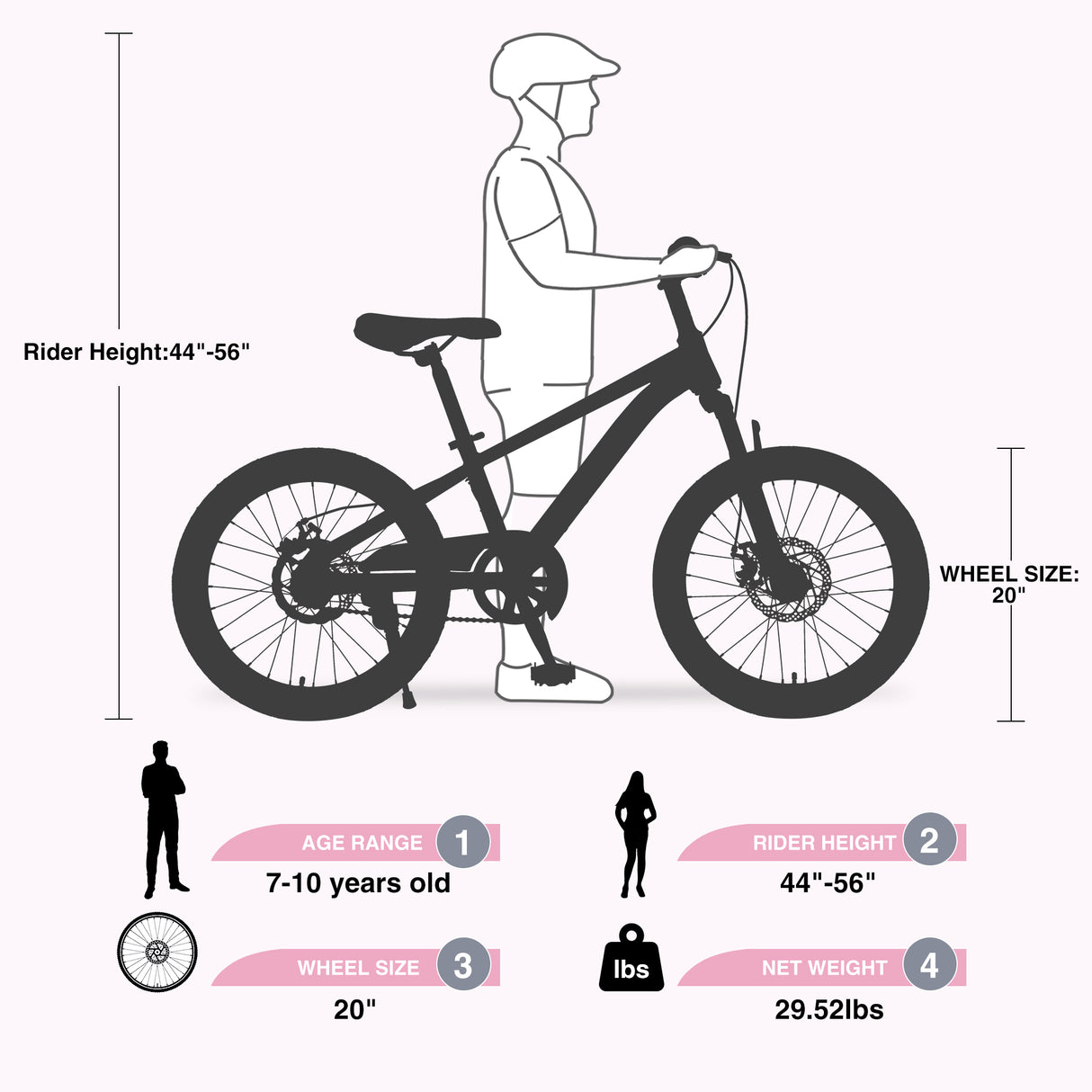 ZUKKA 20 Inch Mountain Bike for Boys and Girls (Ages 7-10)