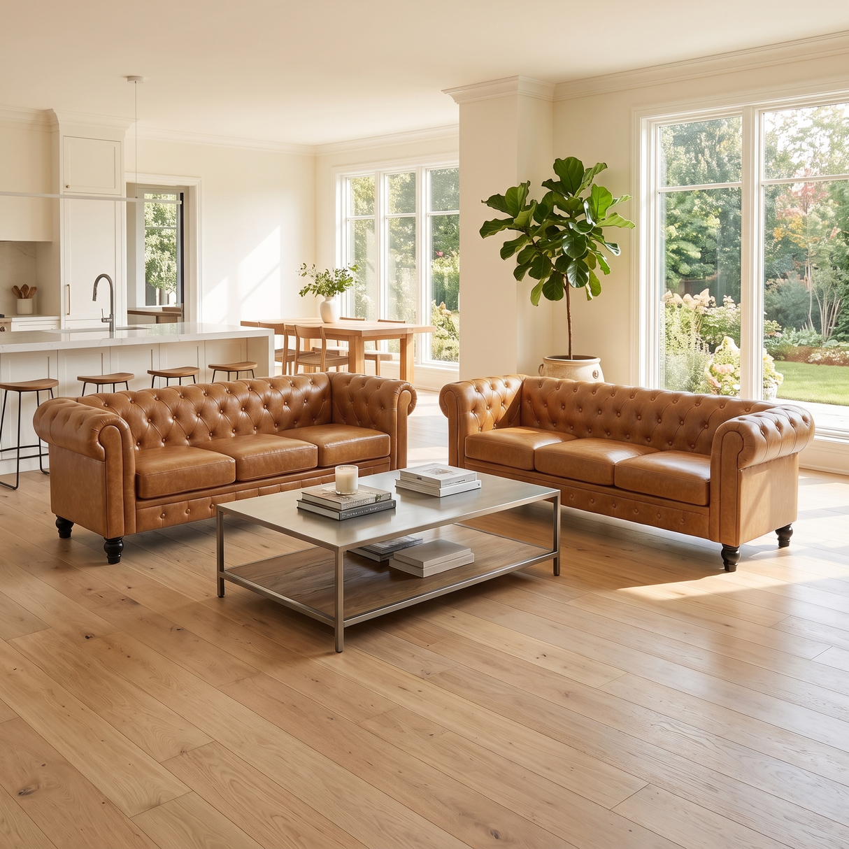 Elegant 2-Piece PU Sofa Set for Living Room