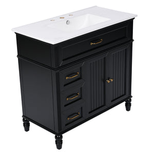 Bathroom Vanity With Sink, 2 Doors 2 Drawers, Freestanding Design