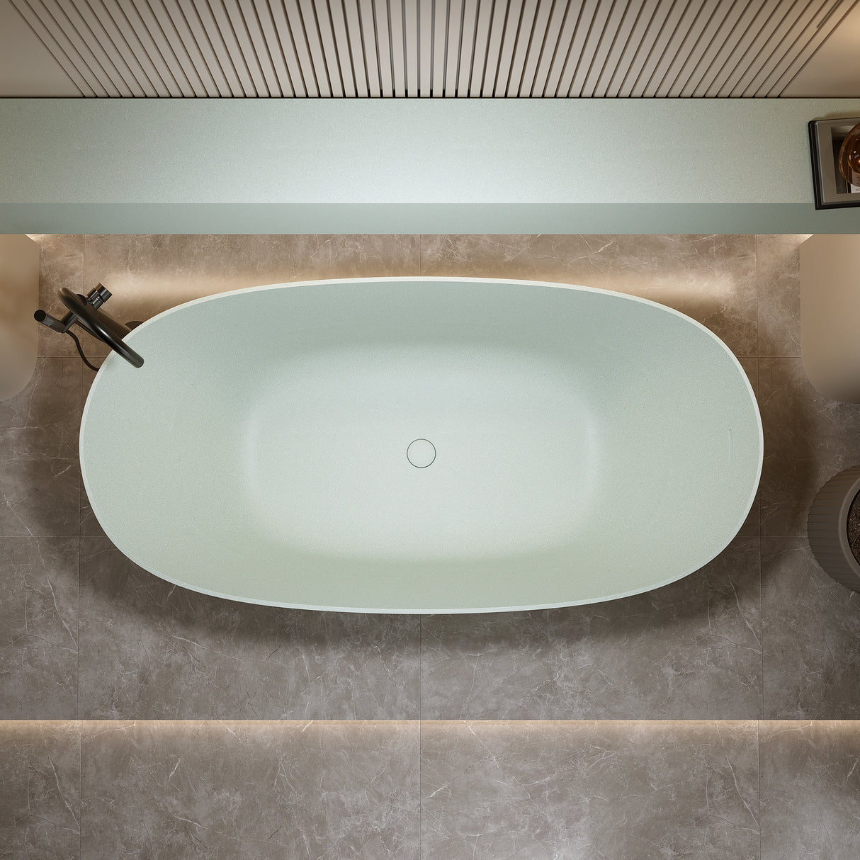 69'' Freestanding Bathtub Resin Stone Soaking Bathtub
