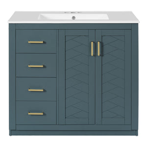 Bathroom Vanity With Sink Combo, Storage Cabinet, Freestanding Set With 3 Drawers & Soft Closing Doors