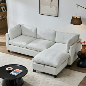 96.5" Sectional Couch for Living Room, Upholstered Soft Chenille Fabric Sofa