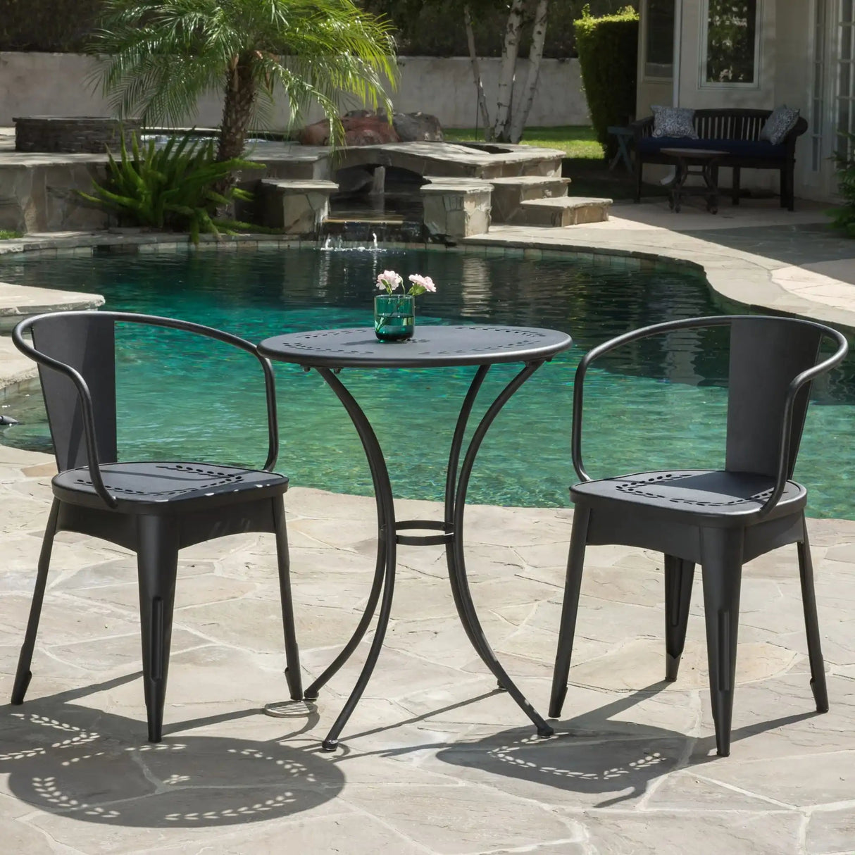 Ambrosia - 3 Piece Bistro Set With Leaf Motifs Top And Seat - Best Buy Furniture