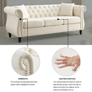 Chesterfield Sofa With Rolled Arms And Nailhead Trim