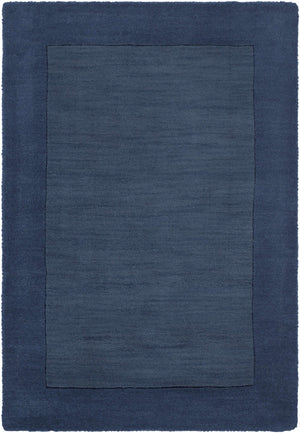 Bordered Solid Ink Blue Wool Rug