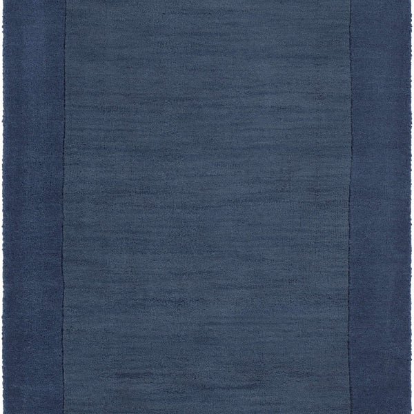 Bordered Solid Ink Blue Wool Rug