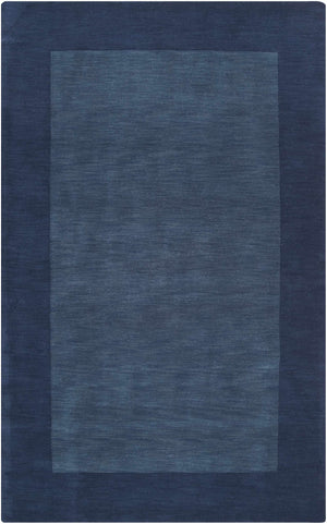 Bordered Solid Ink Blue Wool Rug