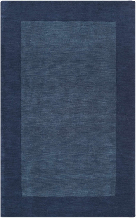 Bordered Solid Ink Blue Wool Rug