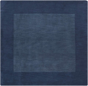 Bordered Solid Ink Blue Wool Rug