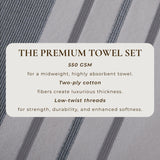 Decorative Cotton Stripe Bath Towel Set - Noelle Collection