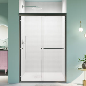 Flange Sanitary Ware Semi Frameless Double Sliding Shower Door with Tempered Glass - view 3