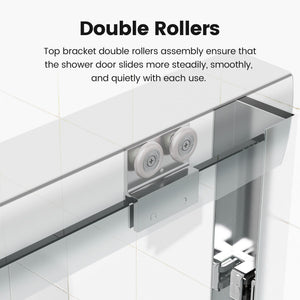 Flange Sanitary Ware Semi Frameless Double Sliding Shower Door with Tempered Glass - view 4