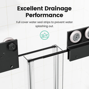 Flange Sanitary Ware Semi Frameless Double Sliding Shower Door with Tempered Glass - view 5