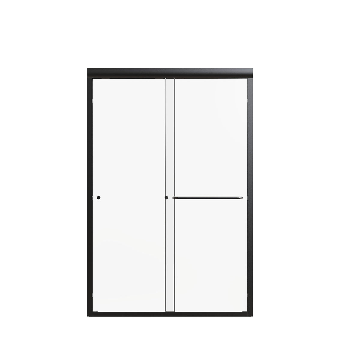 Flange Sanitary Ware Semi Frameless Double Sliding Shower Door with Tempered Glass in Black