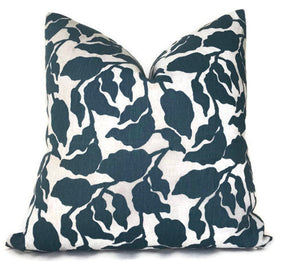 Flores Pillow Cover in Pacific Blue, Decorative Throw Pillow Cover