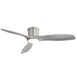 Flush Mount Ceiling Fan With Dimmable LED Light and Reversible DC Motor in Pearl Silver