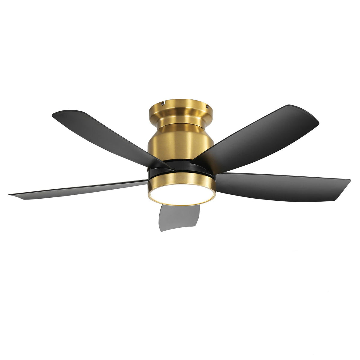 Flush Mount Ceiling Fan with LED Light and Remote Control in Black