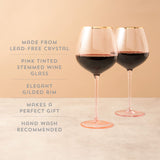 Rose Crystal Red Wine Glass Set