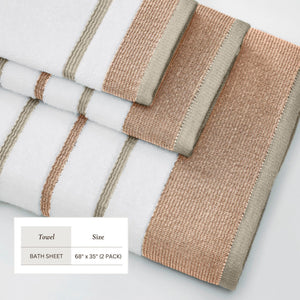 Decorative Cotton Stripe Bath Towel Set - Noelle Collection